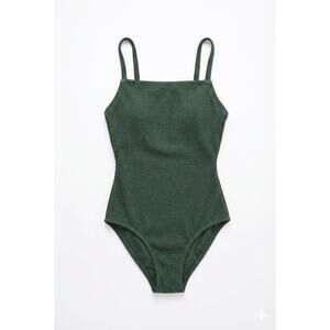 Kona Sol Green Textured One-Piece Swimsuit Strappy Back Women's Size Small S